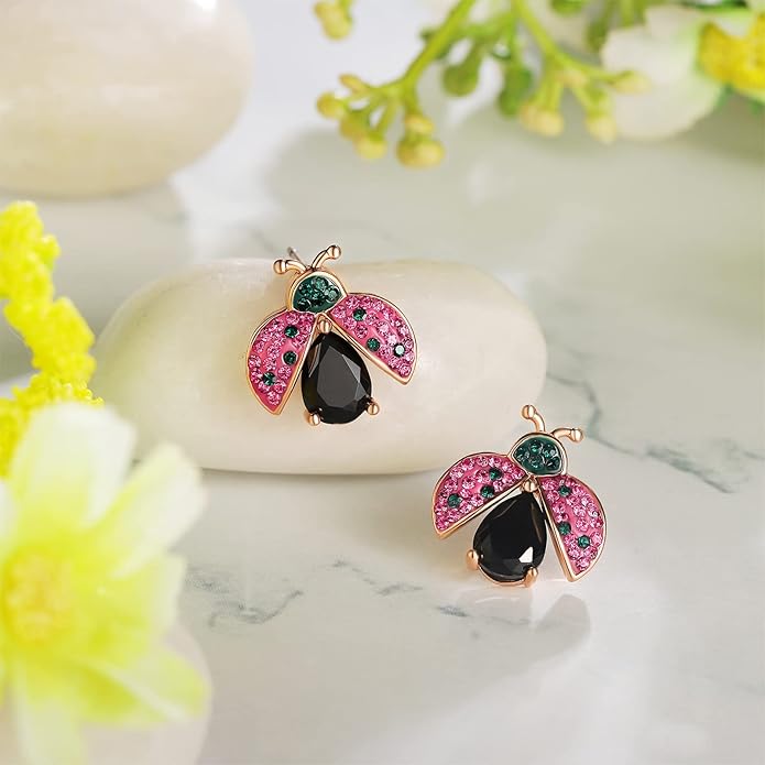 Superchic Ladybug Pendant Necklace Cute Cubic Zirconia with floating Crystals for Women Halloween Party Birthday Gifts