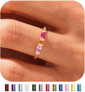 WFYOU Gold Birthstone Rings for Women - Non Tarnish Dainty 14K Gold Plated Stackable CZ Rings for Her & Couples - Personalized Jewelry Gift for Birthday