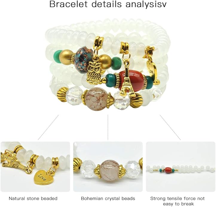Bohemian Bracelet Sets for Women - 6 Sets Stackable Stretch Bracelets Multi-color Boho Jewelry for Women Hippie Bracelets Dainty Jewelry