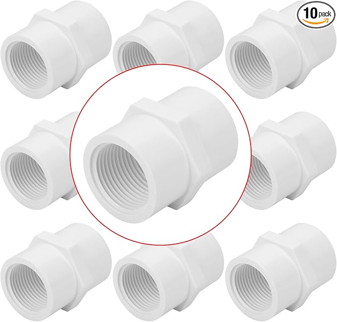 10Pack 3/4 Inch PVC Female Thread Adapter Pipe Fittings Furniture Grade SCH40 by Lswteiz
