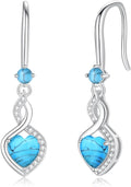 FANCIME Heart Infinity Dangle Drop Earrings 925 Sterling Silver Heart Gemstone Birthstone Earring