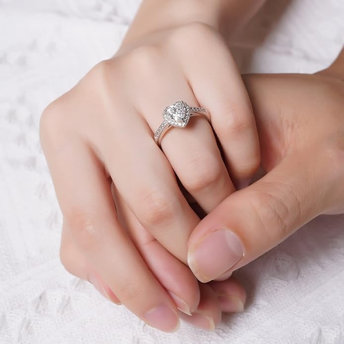 Atylyk Moissanite Engagement Ring Solitaire Sterling Silver Promise Rings for Women Lady