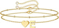 M MOOHAM Valentines Day Gifts for Kids Teen Girls -14K-Gold-Plated Heart Initial A-Z Bracelets for Women Girl Dainty Gold Bracelets Birthday Valentines Gifts for Women Her Teenage Girls Kid Teen Gift