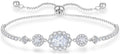 925 Sterling Silver Birthstone Bracelets for Women, Adjustable Halo Cubic Zirconia CZ Bracelet Anniversary Birthday Jewerly for Mom Wife