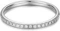 14K Gold 2mm Wedding Band Ring Womens Band Ring 2mm Stacking Ring 14K Gold Moissanite Half Eternity Ring for Women