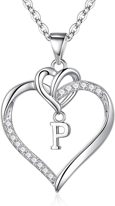 STORUP Valentines Gifts for Her Teen Girls - Heart Initial Necklaces for Women Girls, 14K-Gold-Plated CZ Initial A-Z Heart Necklaces for Teen Girl Jewelry Valentines Gifts for Women Mom Wife Sister