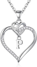 STORUP Valentines Gifts for Her Teen Girls - Heart Initial Necklaces for Women Girls, 14K-Gold-Plated CZ Initial A-Z Heart Necklaces for Teen Girl Jewelry Valentines Gifts for Women Mom Wife Sister