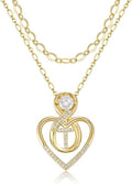 Heart Letter Necklaces for Women 14K Gold Plated Cubic Zirconia Heart Initial Layered Necklace Infinity Pendant Necklace Letter Initial Jewelry for Women