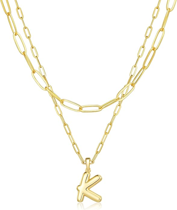 adoyi Valentines Day Gifts for Women Hers Dainty 14K Gold Plated Heart Initial Necklaces Layered Letter A-Z Pendant Necklace Stack Trendy Jewelry Birthday Valentines Day Gifts for Women Jewelry