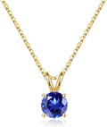 SMILEST Birthstone Necklace for Women Mom Wife, 1ct Sparkle Round Cut Birthstone Pendant 925 Sterling Silver Necklace Gifts for Women Mom Wife Friend