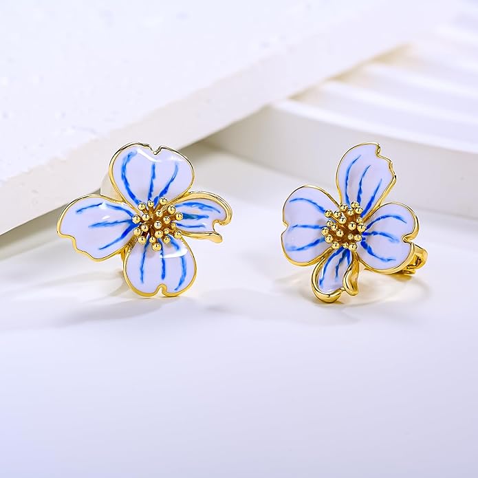 Clip on Earrings Women, 14K Gold Plated Earrings for Sensitive Ears, Fashion Women's Earrings Jewelry Birthday Gift for Wife Grandma Daughter Girls on Christmas Thanksgiving