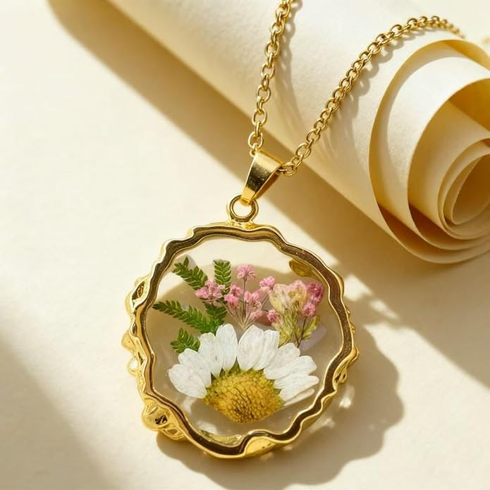 Birth Flower Necklace,1-12 Birth Month Flower Handmade Pendant Necklaces for Women Personalized Custom Floral Jewelry,Boho jewelry,Birthday Gift for Women Girls Best Friend