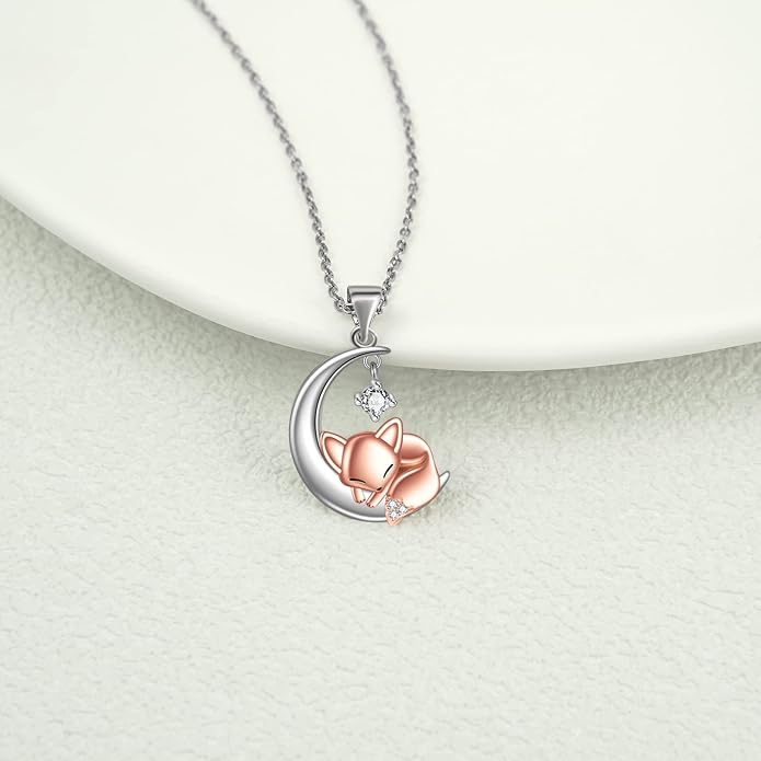 Animal Necklace Cat/Fox/Otter/Sloth/Cow/Highland Cow/Koala Necklace Cute Animal Jewelry Gifts for Women