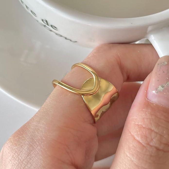 Chunky Knot Thumb Ring for Women Statement Knuckle Ring Adjustable Open Silver Ring Jewelry