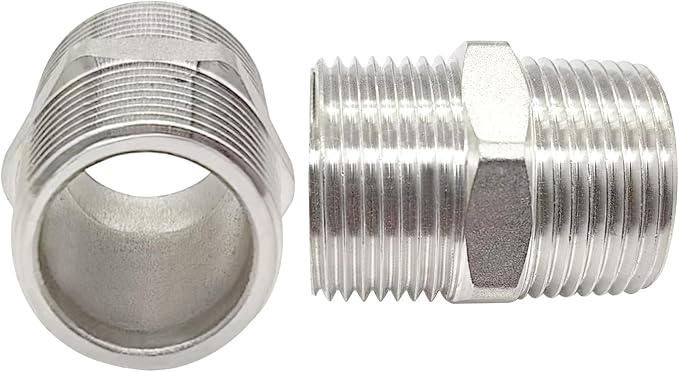 2" Male to 2" Male NPT Hex Nipple, Pipe Fittings 304 Stainless Steel Threaded - Image 3