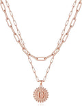 Yoosteel Valentines Gifts for Women Her - Gold Layered Initial Necklaces for Women 14K Gold Plated Dainty Layering Paperclip Link Chain Necklace Coin Initial Necklace Birthday Gifts for Teen Girls