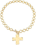 MQV Chunky Statement Gold Hammered Bold Cross Necklace Thick Chain Vintage Chain Pendant Jewelry
