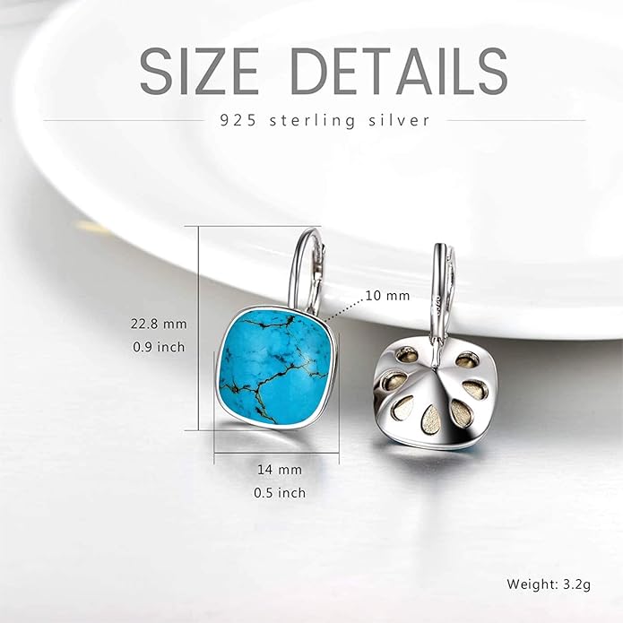 AOBOCO Sterling Silver Leverback Earrings Embellished with Crystals from Austria, Hypoallergenic Cushion Cut Square Crystal Earrings, Fine Anniversary Birthday Jewelry Gifts for Women
