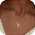Initial Necklace for Women, 14K Gold Plated Box Chain Letter Pendant, Trendy Name Necklace, Dainty Personalized Jewelry Valentines Day Gift for Her