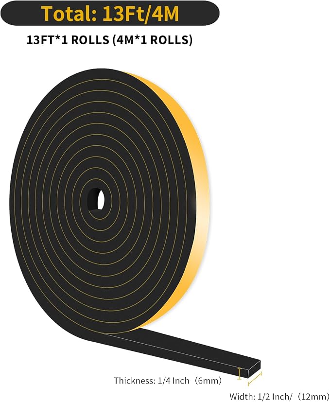 Weather Stripping Door Seal, High Density CR, 1/2 in x 1/4 in x 13Ft | Weather - Image 2