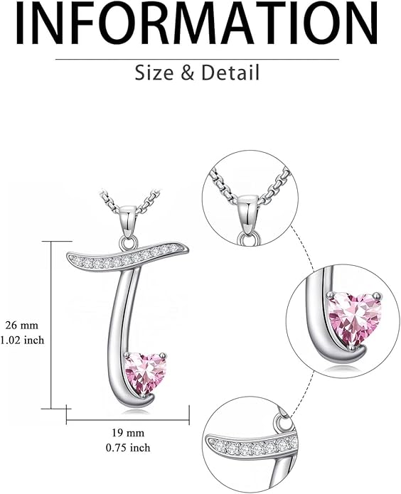 Valentines Day Gifts for Women Alphabet A to Z Initial Birthstone Pendant Necklaces for Women - 18k White Gold Plated Personalized Name Jewelry Valentine Mothers Day Birthday Gifts for Women Her Girlfriend
