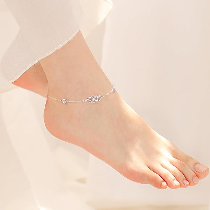 S925 Sterling Silver Anklets Adjustable Beach Foot Ankle Bracelet Jewelry Gifts For Women Girls