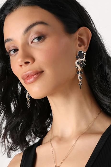 Rhinestone Statement Dangle Earrings Sparkly Crystal Bridal Wedding Earrings for Brides Bridesmaides Chandelier Teardrop Earrings for Women Prom Party