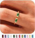 WFYOU Gold Birthstone Rings for Women - Non Tarnish Dainty 14K Gold Plated Stackable CZ Rings for Her & Couples - Personalized Jewelry Gift for Birthday