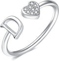Valentines Day Gift Initial Rings for Teen Girls - S925 Heart Sterling Silver Rings for Teen Girls | 14K Gold/Rose Gold/Sterling Silver Plated Ring for Girls Kids Women Ring for Teenager Girls Gifts Adjustable, No Tarnish, Hypoallergenic