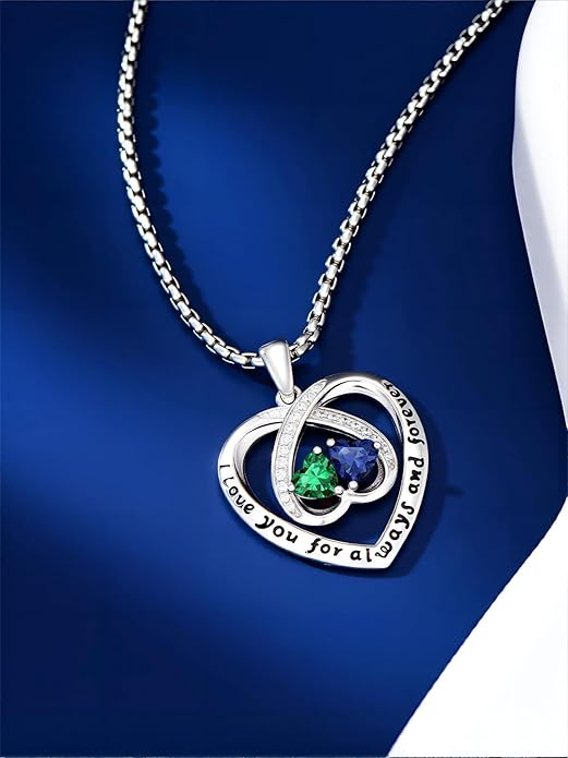 Birthstone Necklaces for Women I Love You for Always and Forever Heart Pendant Necklace Anniversary Jewelry Christmas Valentine Mothers Day Birthday Gifts for Her Wife Girlfriend