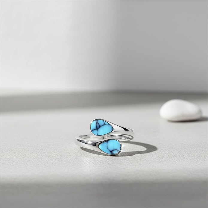 Rings for Women S925 Sterling Silver Moss Agate/Turquoise/Moonstone/Malachite Jewelry Rings Gift for Valentine Day
