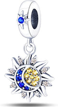 925 Sterling Silver Charms Bead for Bracelets Necklaces, Star Moon Crescent Sun Solar Pendent, Blue Ocean Starfish Shells Turtle Crab Starry Sea Cute Jewelry Birthday Gifts for Women Men