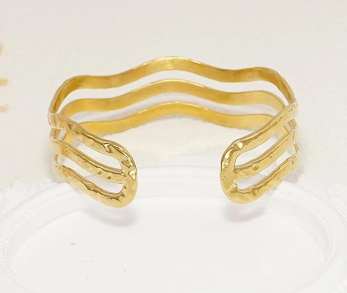 Multi-layer Cuff Bracelet for Women Cross Wire Bracelets Open Wide Cuff Gold Bangle Bracelet