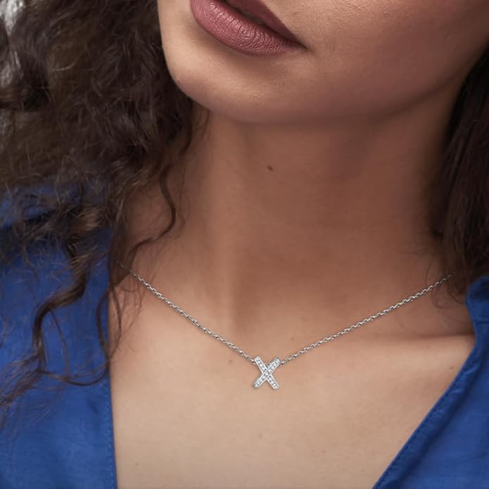 Lab Grown Diamond Necklace, Solid 925 Sterling Silver with Round Cut, Fine Jewelry for Women Anniversary Birthday Valentine’s Day Gifts