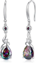 FANCIME Women Drop Earrings 925 Sterling Silver with Pear Gemstone Dangle Birthstone Earring Fine Jewelry Birthday Gifts for Women