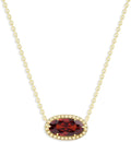 Belacqua Gemstone Necklace in 14K Gold Plated Sterling Silver, Oval Pendant Size 6 * 12mm, 15" Cable Chain with 2" Extender, Spring Ring Clasp, Dainty Birthstone Necklace for Women, Gift Box Included