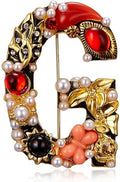 Crystal Pearl Initial Brooches Pins Gold Letter A-Z Lapel Pin Enamel Colorful Alphabet Letter Breastpin Pin Jewelry for Women Girls