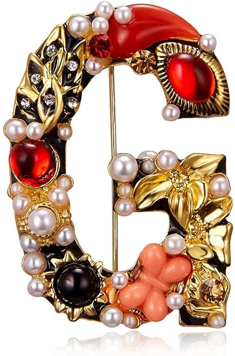Crystal Pearl Initial Brooches Pins Gold Letter A-Z Lapel Pin Enamel Colorful Alphabet Letter Breastpin Pin Jewelry for Women Girls