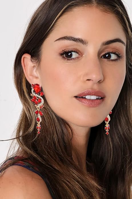 Rhinestone Statement Dangle Earrings Sparkly Crystal Bridal Wedding Earrings for Brides Bridesmaides Chandelier Teardrop Earrings for Women Prom Party