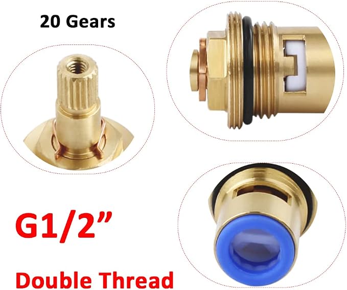 Faucet Ceramic Cartridge Valve, G1/2" Brass Tap Ceramic Disc Cartridges - Image 4