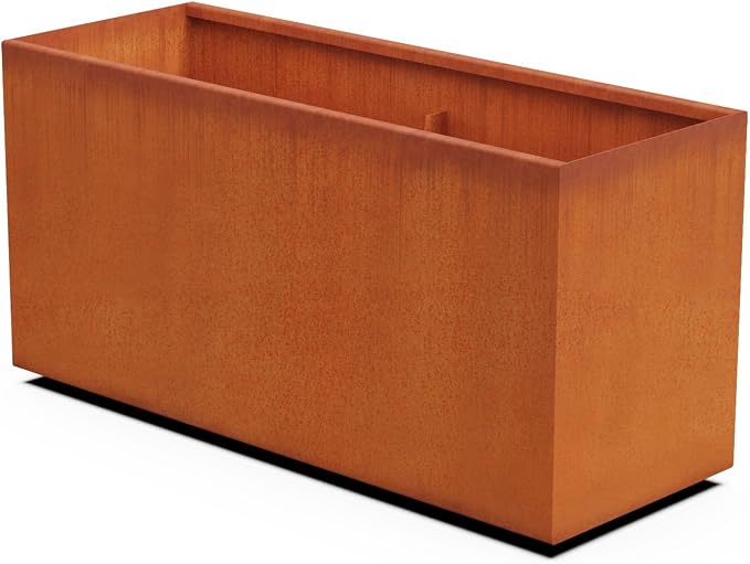 Large Rectangular Planters for Outdoor Plants – 48x18x24 Inch Corten Steel by Plantercraft