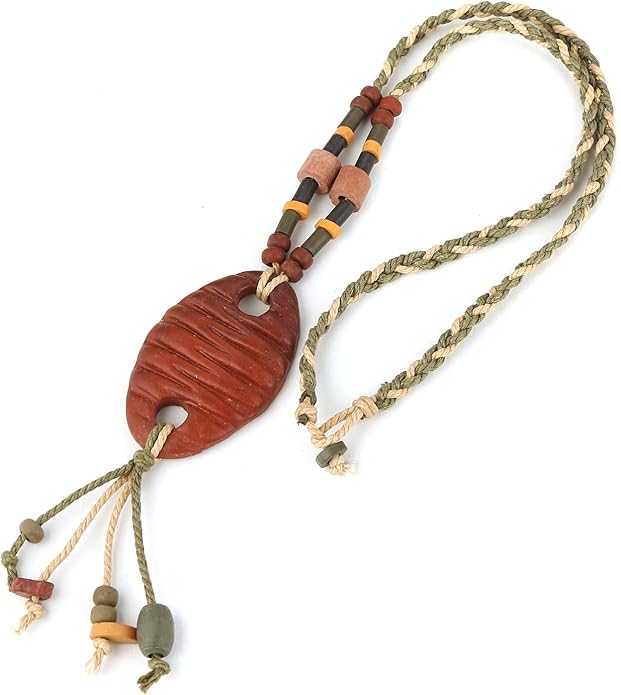 STWTR Bohemian Beaded Necklace Pendant for Women Men Retro Colorful Ceramic Pendant Handmade Ethnic Tribe Boho Jewelry Gift