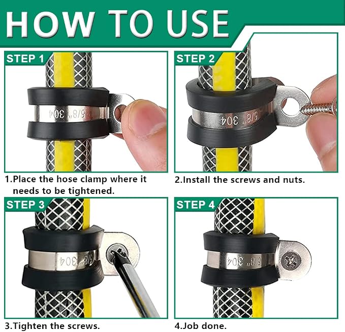 OURU 110PCS Cable Clamps Assortment Kit, Rubber Coated, 1/4"-1-3/4" 10 Sizes | - Image 5