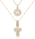 Letter Necklace 14k Gold Plated Bling Dainty Necklaces Trendy Chunky Custom Name Necklace Personalized Round Circle Pendant Zirconia Letters Name Crystal Jewelry Gifts for Women