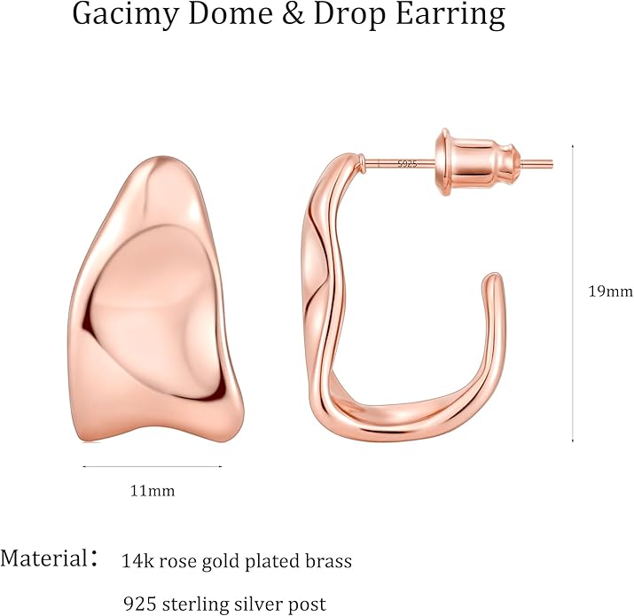 Gacimy Chunky Earrings for Women, Teardrop Earrings with 925 Sterling Silver Post, 14K Gold Plated Statement Drop for Women
