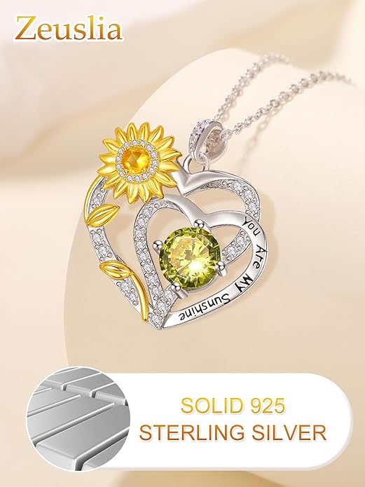 Valentine's Day Gifts for Wife 925 Sterling Silver Double Birthstone Pendant Necklaces I Love You for Always and Forever Necklace Anniversary Birthday Gifts for Wife Girlfriend Mom Her