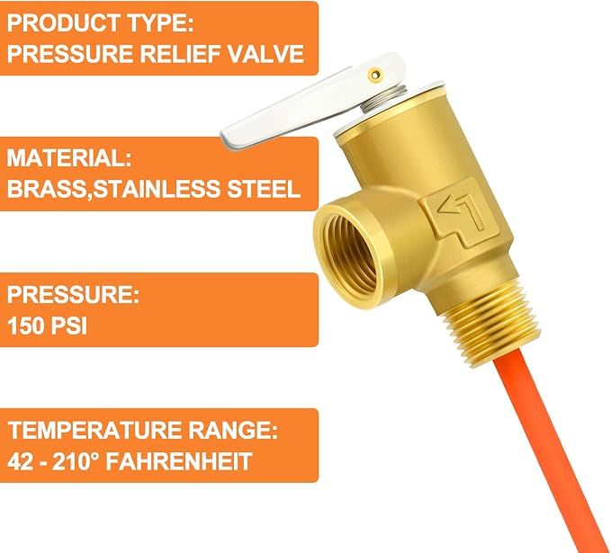 GASHER 1/2" NPT RV Water Heater Temperature & Pressure Relief Valve - Image 6