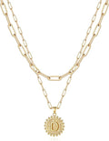 Yoosteel Valentines Gifts for Women Her - Gold Layered Initial Necklaces for Women 14K Gold Plated Dainty Layering Paperclip Link Chain Necklace Coin Initial Necklace Birthday Gifts for Teen Girls