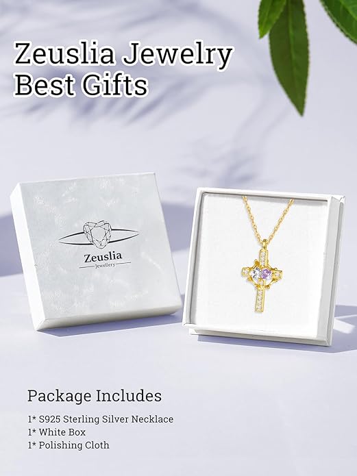 Valentine's Day Gifts for Wife 925 Sterling Silver Double Birthstone Pendant Necklaces I Love You for Always and Forever Necklace Anniversary Birthday Gifts for Wife Girlfriend Mom Her