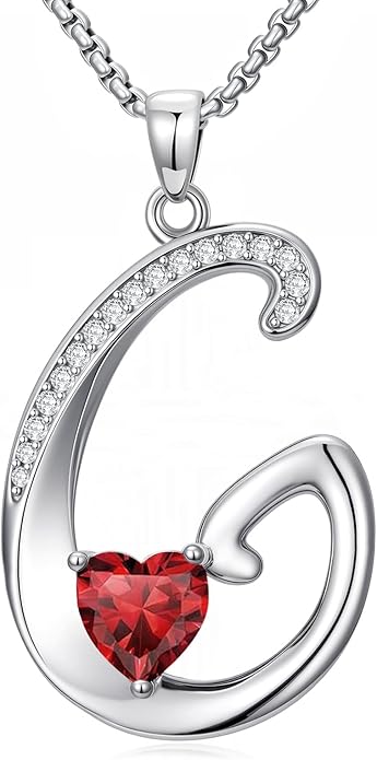 Valentines Day Gifts for Women Alphabet A to Z Initial Birthstone Pendant Necklaces for Women - 18k White Gold Plated Personalized Name Jewelry Valentine Mothers Day Birthday Gifts for Women Her Girlfriend